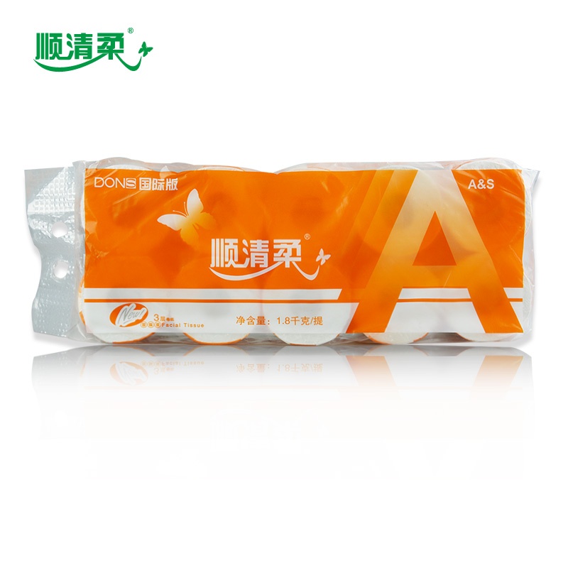 【顺清柔卫生纸国际版有芯3层卫生卷纸10卷\/提