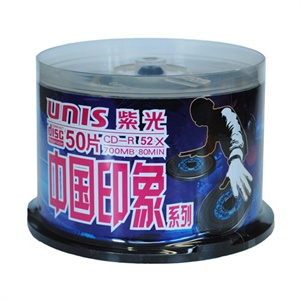 【当当自营】 Unis 紫光 CD-R 52X 700MB 双面黑胶中国印象系列 50片桶装 刻录光盘