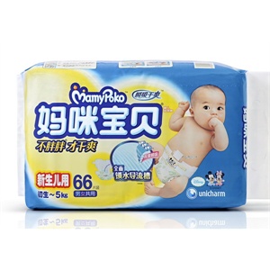 妈咪宝贝 瞬吸干爽纸尿裤大包NB 初生装66片