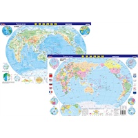 地理桌面速查速记·世界地理地图(知识速记；学生专用桌面地图工具；卡纸、覆膜、撕不烂；自然地理与人文地理超值二合一；涵盖中学使用率最高的地图)