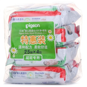 贝亲-婴儿柔湿巾25片4连包 (KA37*4) PL134
