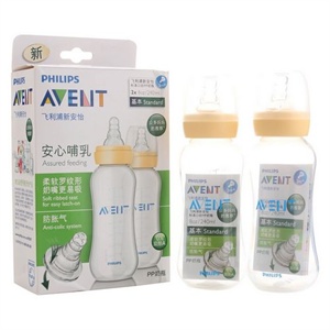 飞利浦新安怡标准口径PP奶瓶套装（8安士，240ml）（3m+）SCF97122