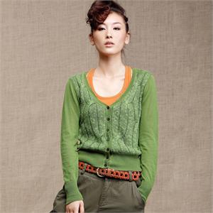 【当当自营】INMAN茵曼2011秋装新款V领开襟毛衣SW8227