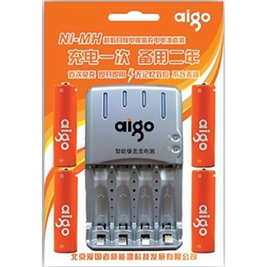 【当当自营】Aigo 爱国者 环保电池套装 4节5号充电电池+充电器 TQ4/522-4