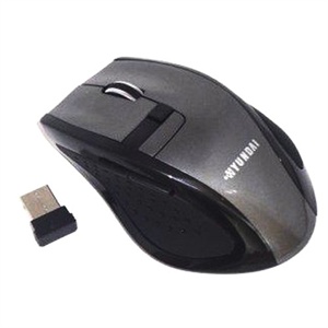 【当当销售配送】HYUNDAI现代 舞影系列F6无线鼠标 科技灰 2.4G(USB) （10米传输范围 智能联接 超细微接收器 可调CPI）