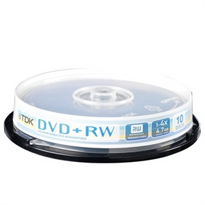 【当当销售配送】TDK DVD+RW 4X 4.7GB 商务银盘 10片桶装 刻录盘