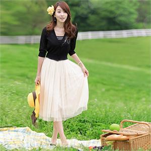 韩都衣舍韩国2011新款夏装纱纱蓬蓬半身长裙9F10FX