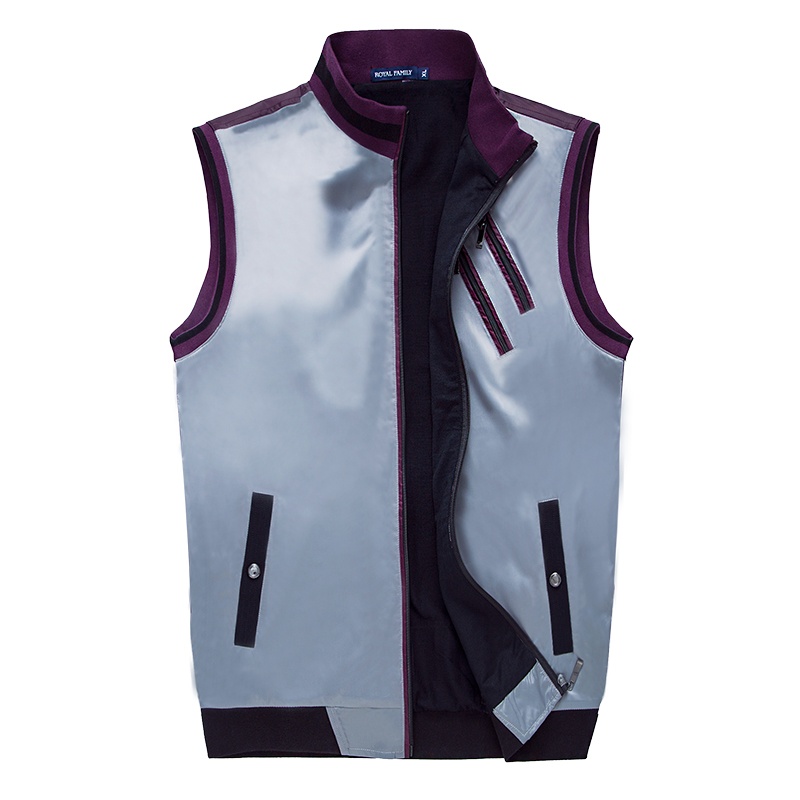 【霞湖世家 休闲<em>立领男士</em>背心<em>马甲</em>男 撞色拼接