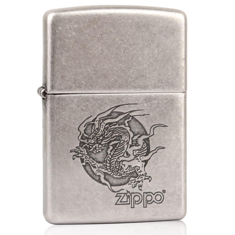 【芝宝Zippo打火机 仿古银单刻 121FBW24 龙