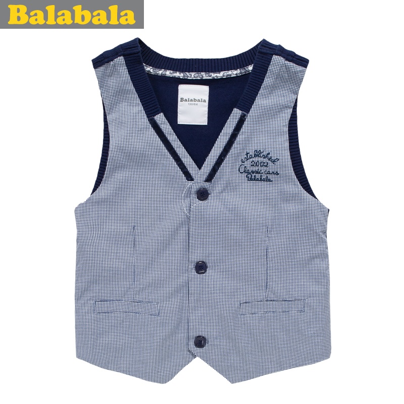 拉巴拉 balabala <em>男童</em>拼接绅士<em>马甲 2015春装</em>新