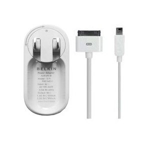 贝尔金iPod、iPhone双口USB充电器（1.2米充电线 旋转插头）