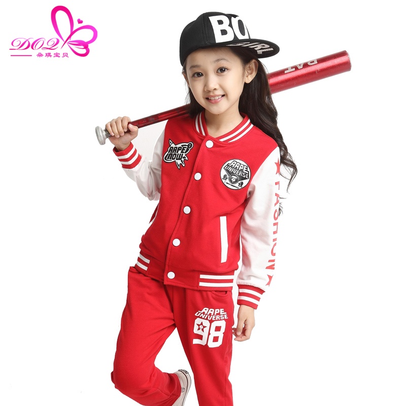 【2014新款童装秋装<em>女童棒球服</em>套装潮 小女孩