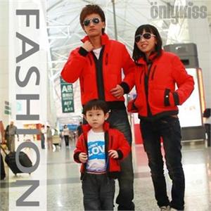 Onlykiss 情侣装亲子装红色短款长袖棉服外套OKD960