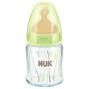 NUK 120ML宽口径耐高温玻璃彩色奶瓶(带1号乳胶宽口仿真通气中圆孔奶嘴)
