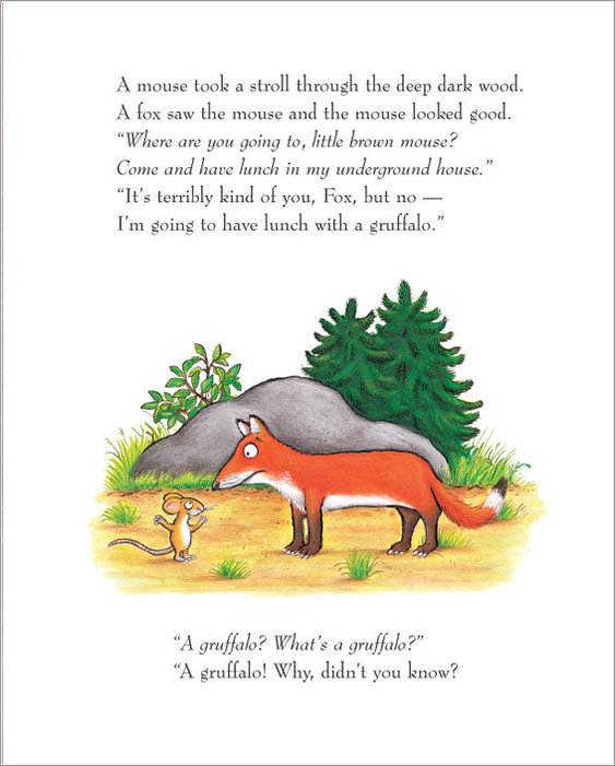 " the gullible fox runs away when mouse tells him that the
