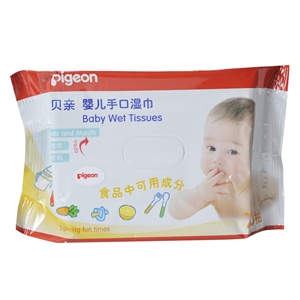 Pigeon贝亲 婴儿手口擦拭湿巾湿纸巾70片补充装（无酒精） KA39