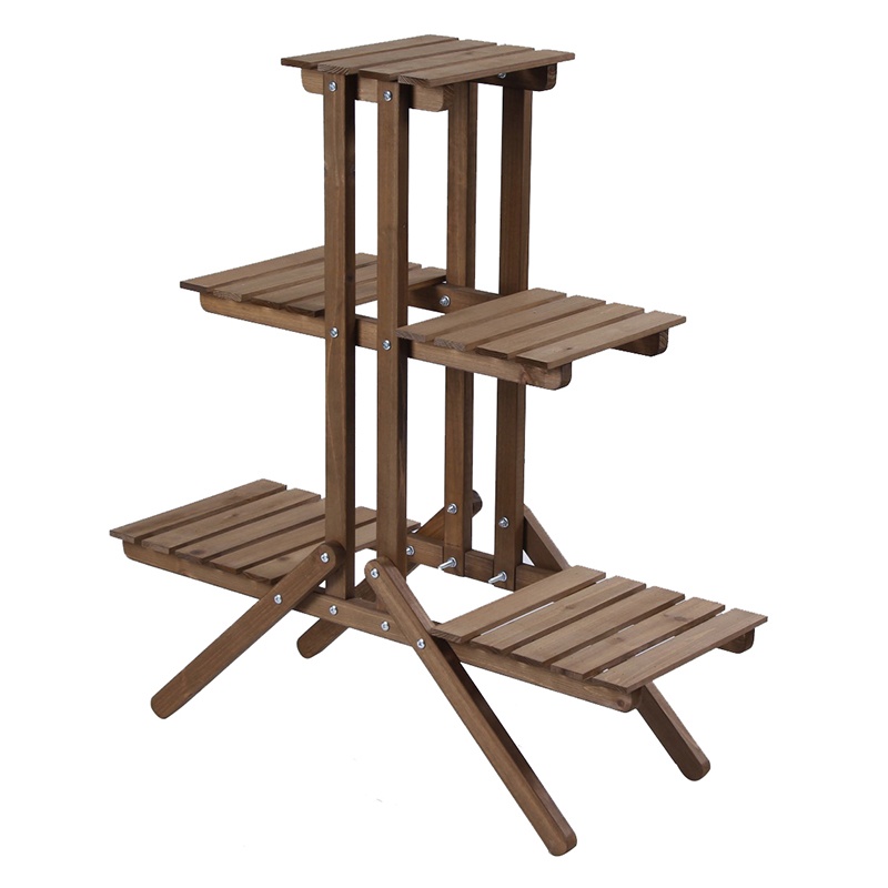 宜家简易实木多层落地式阶梯形花架木质多层隔板置物架木头层架阳.